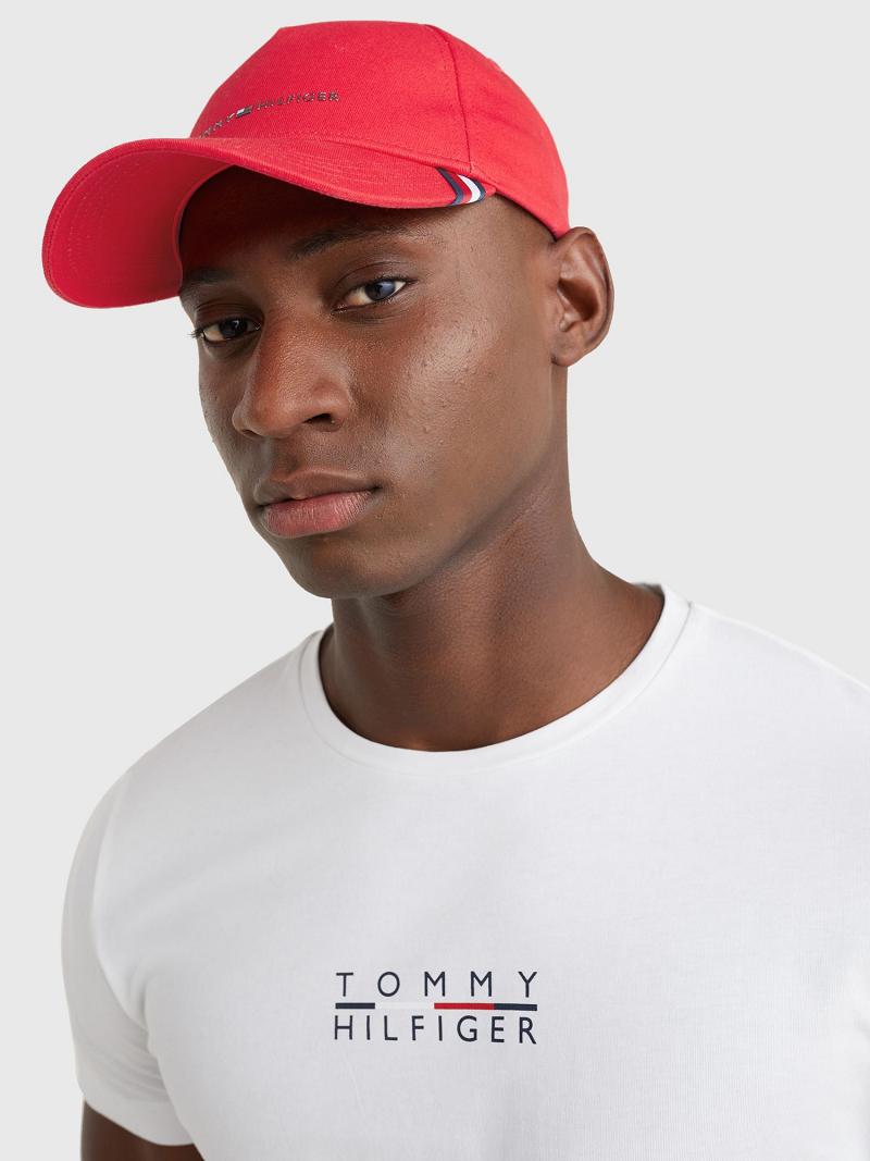 Férfi Tommy Hilfiger Hilfiger Baseball HATS Piros | HU 1514YXF